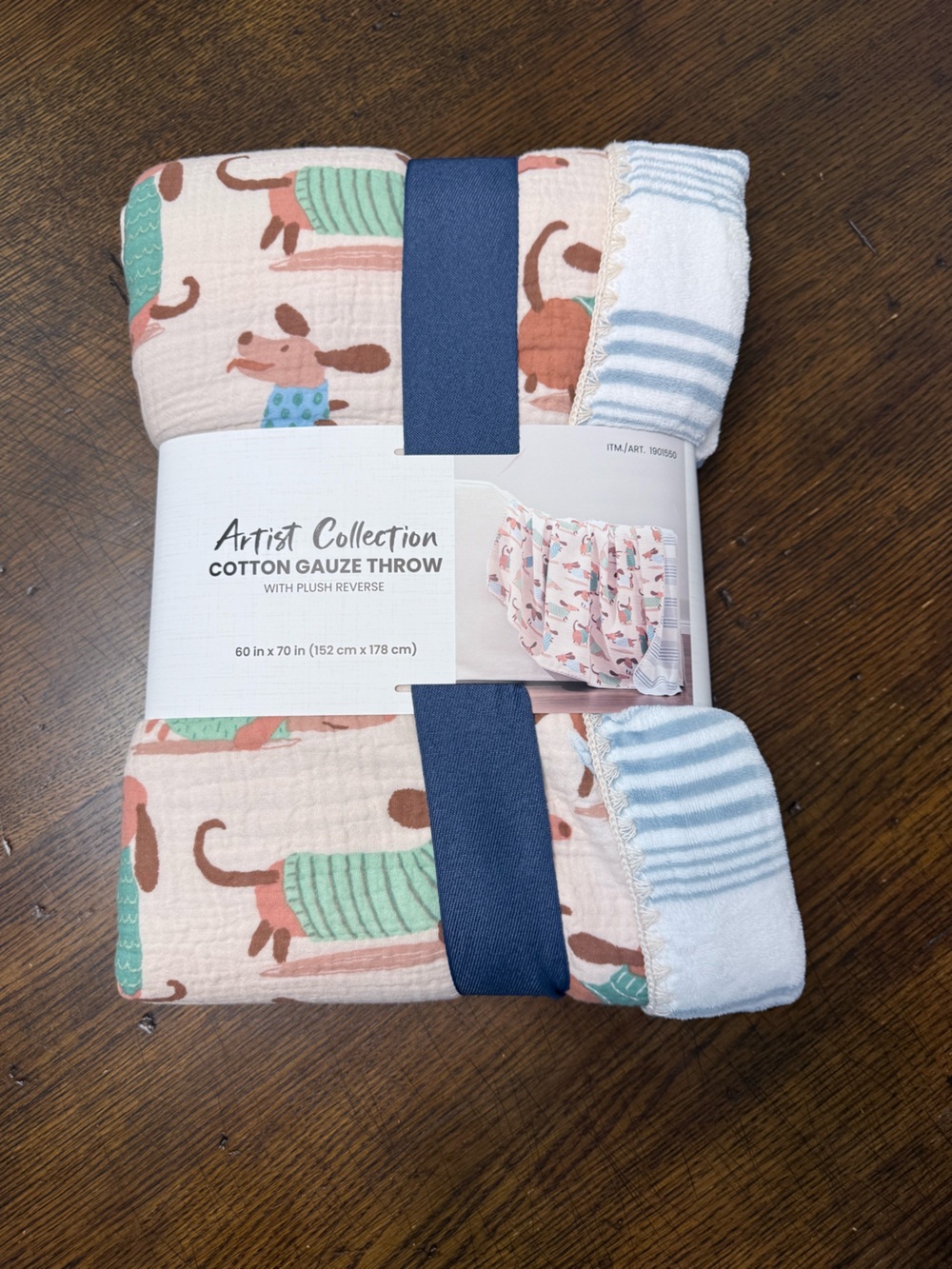 Berkshire Home Artist Collection Cotton Gauze Throw | Dachshund Print | NWT